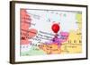 Red Pushpin On Map Of Netherlands-Bigandt_Photography-Framed Art Print