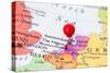 Red Pushpin On Map Of Netherlands-Bigandt_Photography-Stretched Canvas