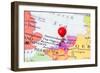 Red Pushpin On Map Of Netherlands-Bigandt_Photography-Framed Art Print