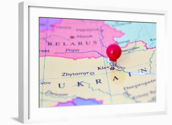 Red Pushpin On Map Of Ukraine-Bigandt_Photography-Framed Art Print