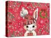 Red Rabbit Christmas-The Font Diva-Stretched Canvas