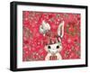 Red Rabbit Christmas-The Font Diva-Framed Giclee Print