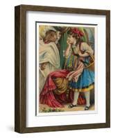 Red Riding Hood and Woof-null-Framed Art Print