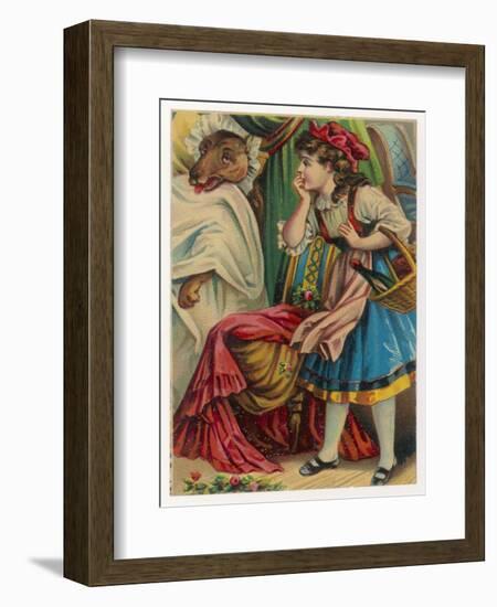 Red Riding Hood and Woof-null-Framed Art Print