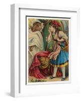 Red Riding Hood and Woof-null-Framed Art Print