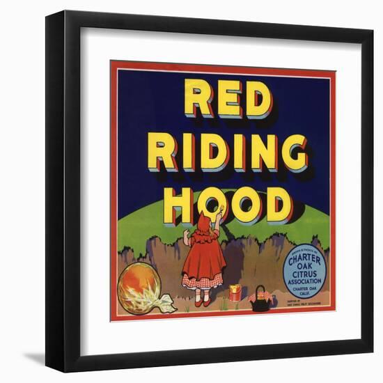 Red Riding Hood Brand - Charter Oak, California - Citrus Crate Label-Lantern Press-Framed Art Print