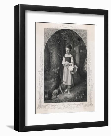 Red Riding Hood Encounters a Friendly Wolf in the Woods Who Offers Her His Paw-Harry Payne-Framed Art Print