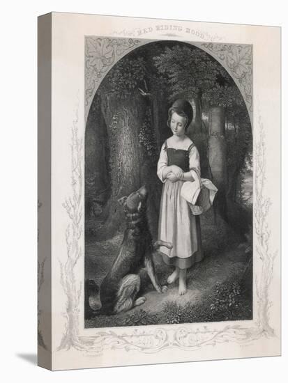 Red Riding Hood Encounters a Friendly Wolf in the Woods Who Offers Her His Paw-Harry Payne-Stretched Canvas