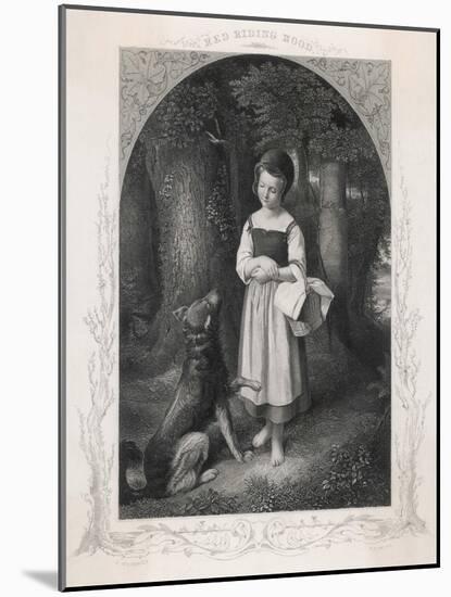 Red Riding Hood Encounters a Friendly Wolf in the Woods Who Offers Her His Paw-Harry Payne-Mounted Art Print