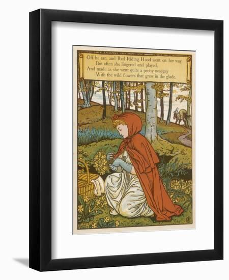 Red Riding Hood Makes a Pretty Nosegay with Wild Flowers from the Glade-Walter Crane-Framed Art Print