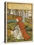Red Riding Hood Makes a Pretty Nosegay with Wild Flowers from the Glade-Walter Crane-Stretched Canvas