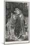 Red Riding Hood Smiles Down on the Wolf. the Wolf Shows His Teeth in Reply-null-Mounted Photographic Print