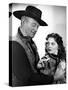 RED RIVER, 1948 directed by HOWARD HAWKS John Wayne and Joanne Dru (b/w photo)-null-Stretched Canvas