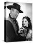 RED RIVER, 1948 directed by HOWARD HAWKS John Wayne and Joanne Dru (b/w photo)-null-Stretched Canvas