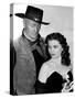 RED RIVER, 1948 directed by HOWARD HAWKS John Wayne and Joanne Dru (b/w photo)-null-Stretched Canvas