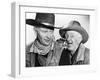 RED RIVER, 1948 directed by HOWARD HAWKS John Wayne and Walter Brennan (b/w photo)-null-Framed Photo