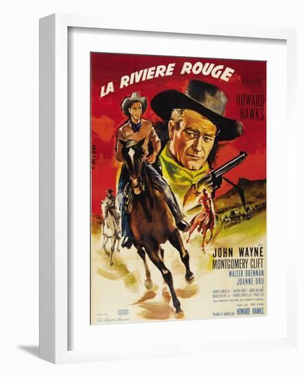 Red River, French Movie Poster, 1948-null-Framed Art Print