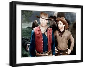 RED RIVER, from left: John Wayne, Montgomery Clift, 1948-null-Framed Photo