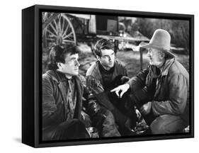 Red River, from Left: Noah Beery Jr., Montgomery Clift, Walter Brennan, 1948-null-Framed Stretched Canvas