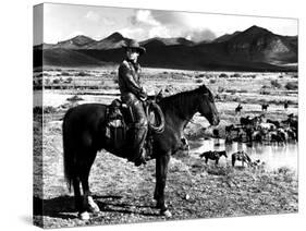 Red River, Montgomery Clift, 1948-null-Stretched Canvas