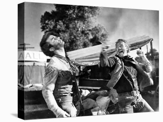 Red River, Montgomery Clift, John Wayne, 1948-null-Stretched Canvas