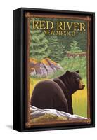 Red River, New Mexico - Black Bear in Forest-Lantern Press-Framed Stretched Canvas