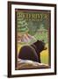 Red River, New Mexico - Black Bear in Forest-Lantern Press-Framed Art Print