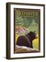 Red River, New Mexico - Black Bear in Forest-Lantern Press-Framed Art Print