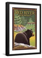 Red River, New Mexico - Black Bear in Forest-Lantern Press-Framed Art Print