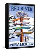 Red River, New Mexico - Destinations Signpost-Lantern Press-Framed Stretched Canvas