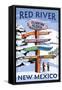 Red River, New Mexico - Destinations Signpost-Lantern Press-Framed Stretched Canvas