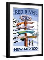 Red River, New Mexico - Destinations Signpost-Lantern Press-Framed Art Print