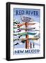 Red River, New Mexico - Destinations Signpost-Lantern Press-Framed Art Print