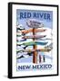 Red River, New Mexico - Destinations Signpost-Lantern Press-Framed Art Print