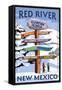 Red River, New Mexico - Destinations Signpost-Lantern Press-Framed Stretched Canvas