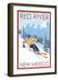 Red River, New Mexico - Downhill Skier-Lantern Press-Framed Art Print