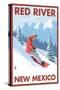 Red River, New Mexico - Downhill Snowboarder-Lantern Press-Stretched Canvas