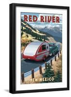 Red River, New Mexico - Fall Retro Camper-Lantern Press-Framed Art Print