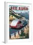 Red River, New Mexico - Fall Retro Camper-Lantern Press-Framed Art Print