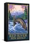 Red River, New Mexico - Fly Fishing Scene-Lantern Press-Framed Stretched Canvas