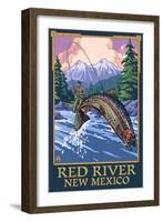 Red River, New Mexico - Fly Fishing Scene-Lantern Press-Framed Art Print