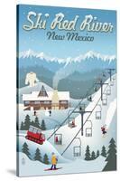 Red River, New Mexico - Retro Ski Resort-Lantern Press-Stretched Canvas