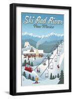 Red River, New Mexico - Retro Ski Resort-Lantern Press-Framed Art Print