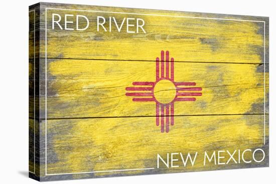Red River, New Mexico - State Flag - Barnwood Painting-Lantern Press-Stretched Canvas