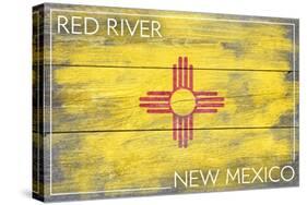 Red River, New Mexico - State Flag - Barnwood Painting-Lantern Press-Stretched Canvas