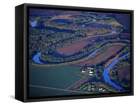 Red River of the North Aerial, near Fargo, North Dakota, USA-Chuck Haney-Framed Stretched Canvas