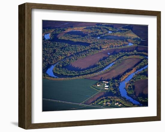 Red River of the North Aerial, near Fargo, North Dakota, USA-Chuck Haney-Framed Premium Photographic Print