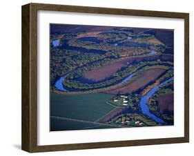 Red River of the North Aerial, near Fargo, North Dakota, USA-Chuck Haney-Framed Premium Photographic Print