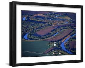 Red River of the North Aerial, near Fargo, North Dakota, USA-Chuck Haney-Framed Premium Photographic Print