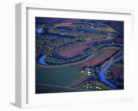 Red River of the North Aerial, near Fargo, North Dakota, USA-Chuck Haney-Framed Premium Photographic Print